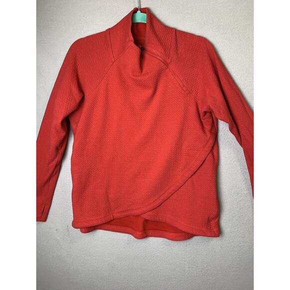 Ibkul Top Womans Size Large Red Asymmetrical 1/4 Zip Long Sleeve Pullover READ - Picture 1 of 8